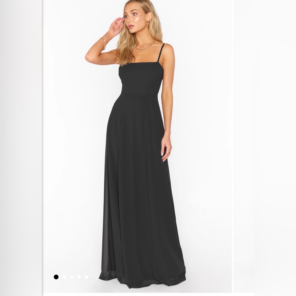 show Me Your MuMu Lauren Tie Maxi dress in black size large NWT
